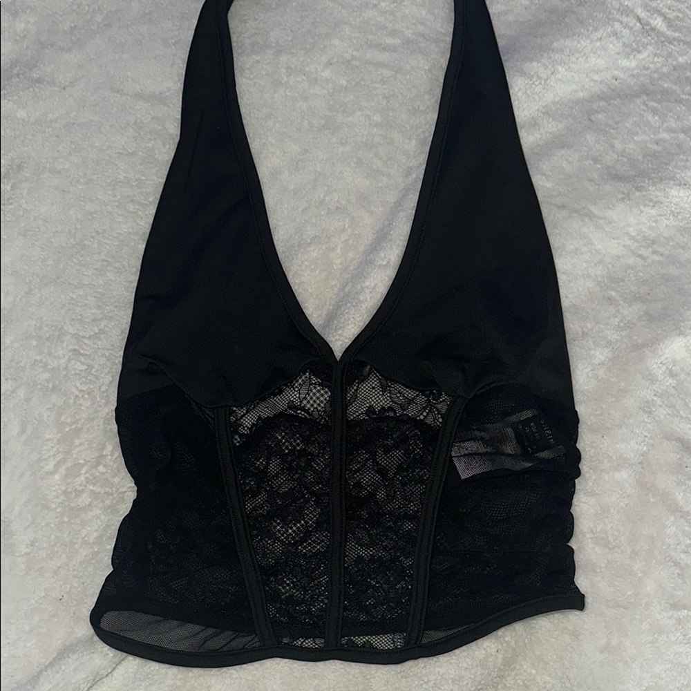 Black Lace Halter Top